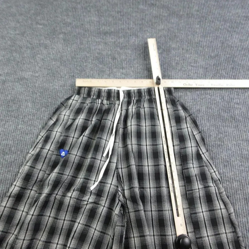 Aelfric Eden Pants Mens S Black Plaid Rayon Wide Relaxed Elastic 26x27* NWT